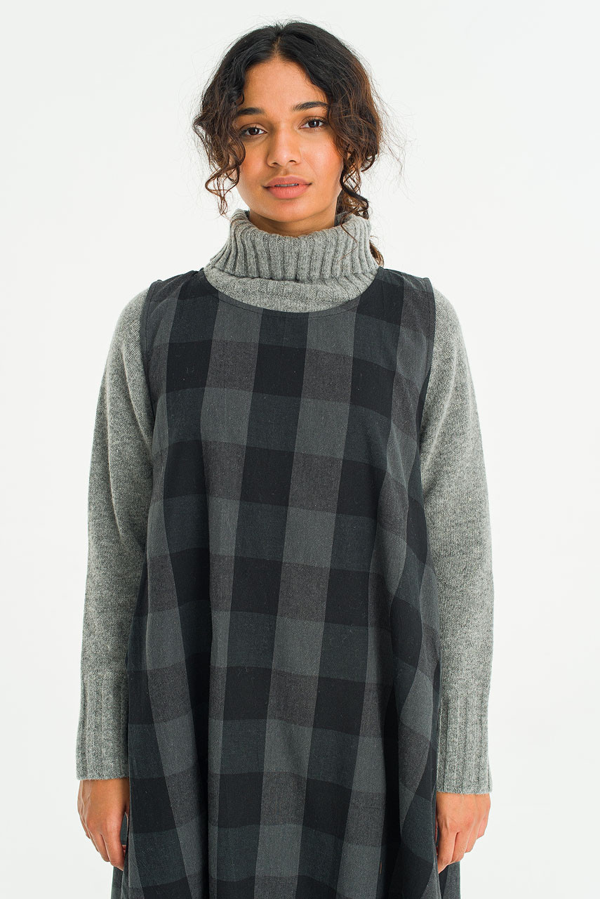Fiona Check Pinafore Dress, Charcoal