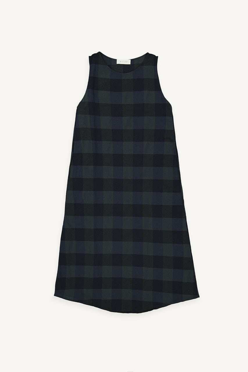 Fiona Check Pinafore Dress, Navy