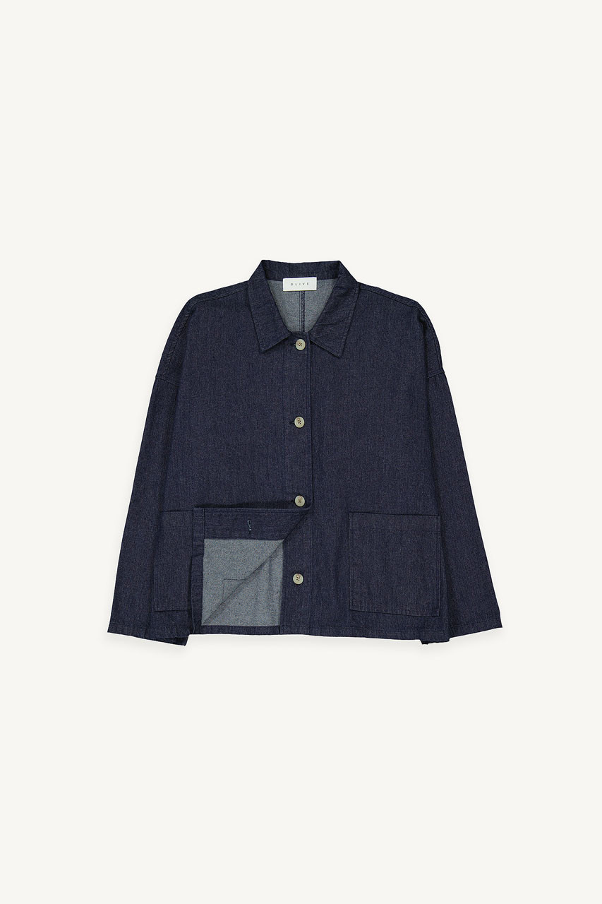 Tomo Boyfit Denim Jacket, Mid Blue