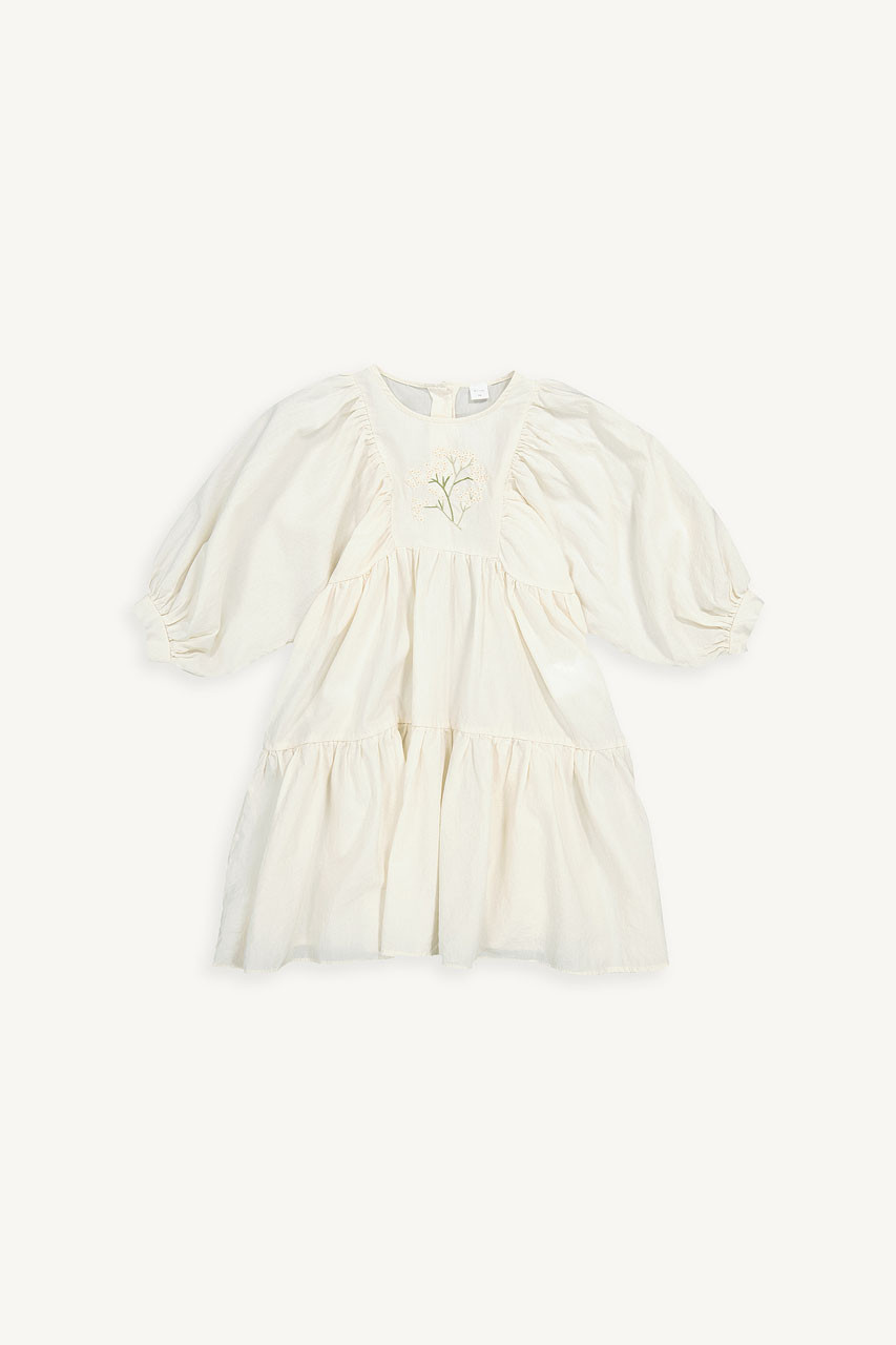 Mini Olive | Flower Embroidered Dress, Ivory