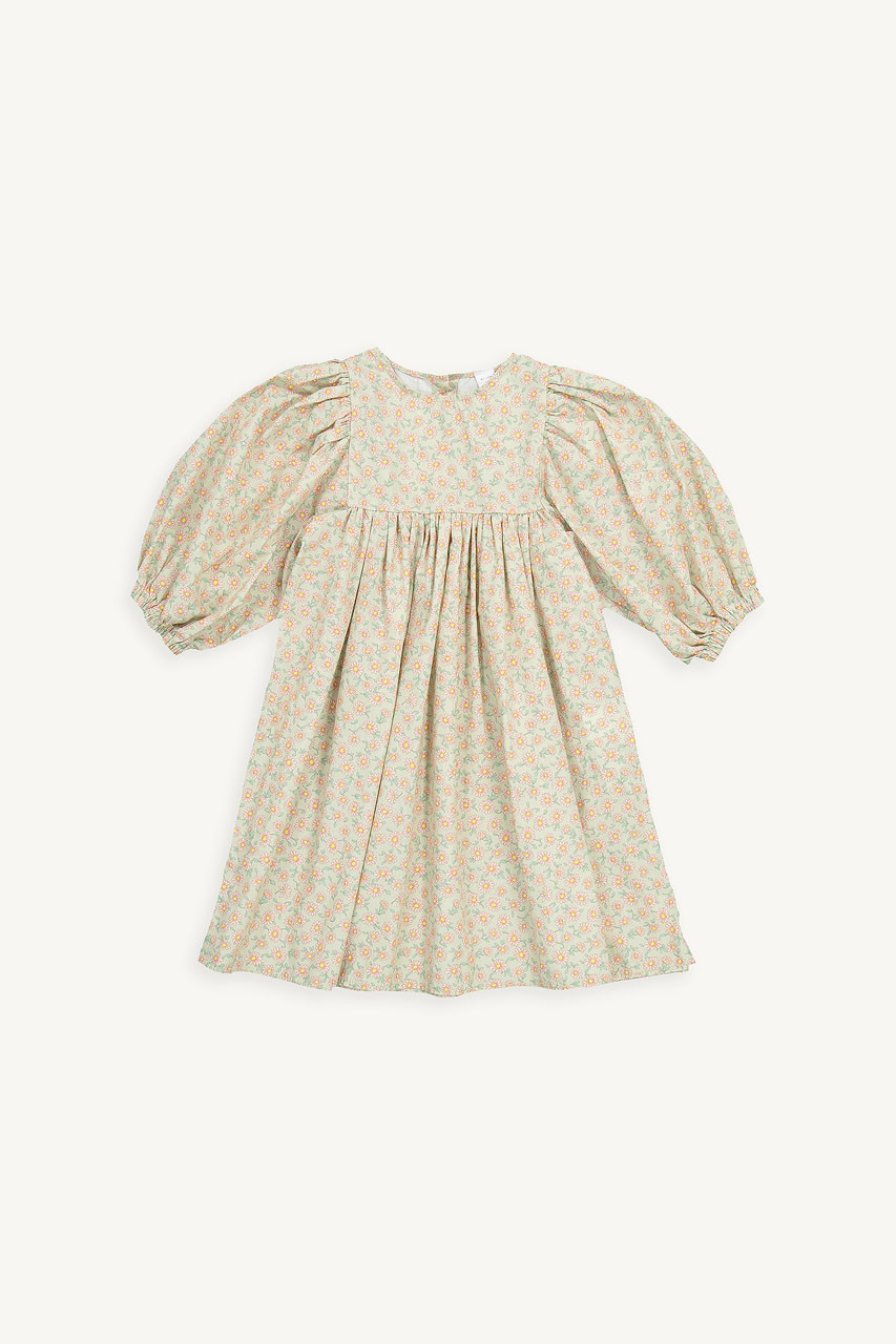 Mini Olive | Puff Sleeve Flower Dress, Pink