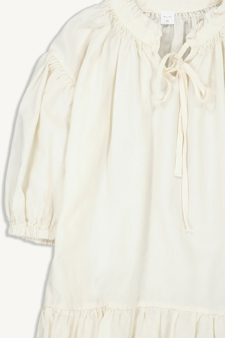 Mini Olive | Cotton Long Dress, Ivory