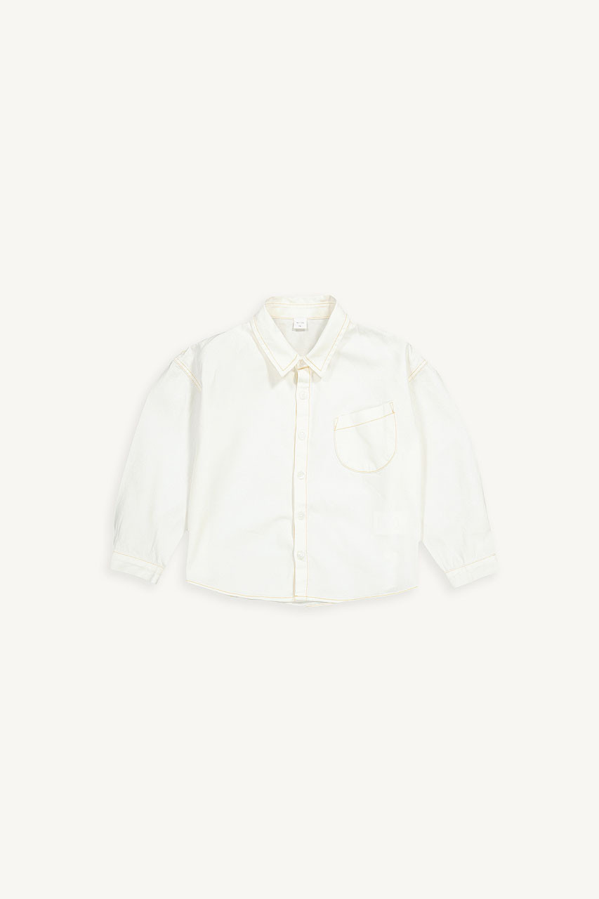 Mini Olive | Cotton Denim Shirt, Ivory