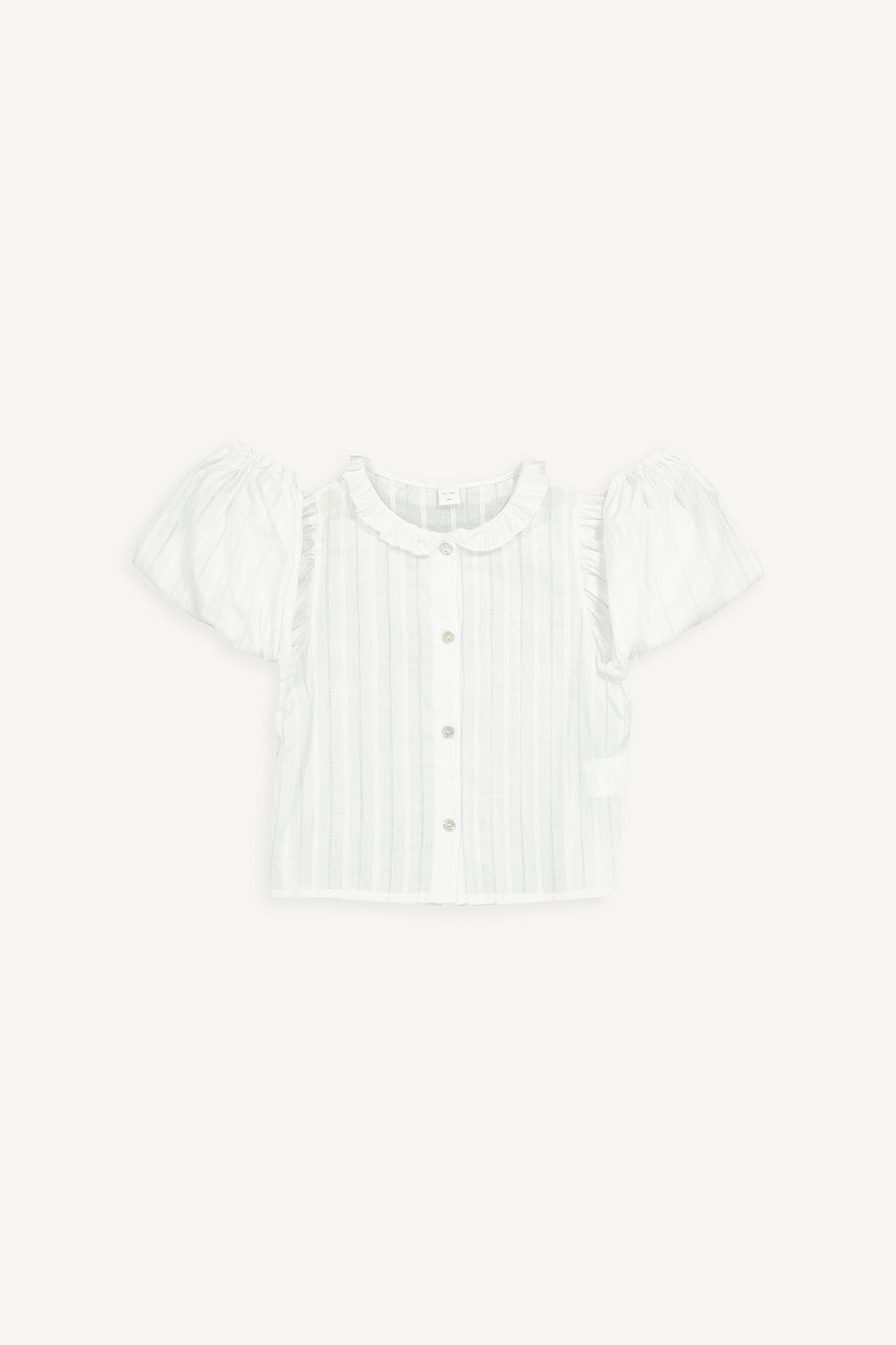 Mini Olive | Frill Neck Blouse, Ivory