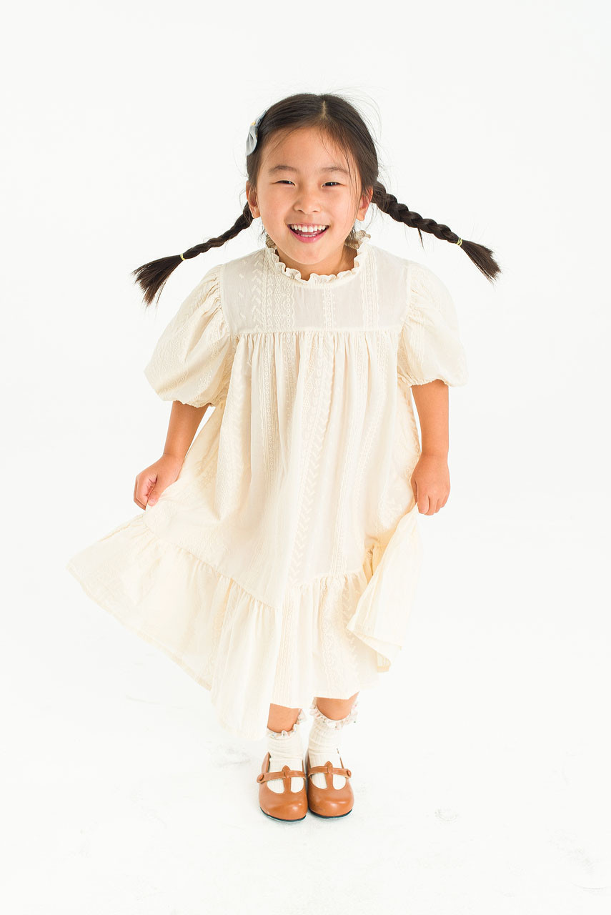 Mini Olive | Cotton Lace Dress, Ivory