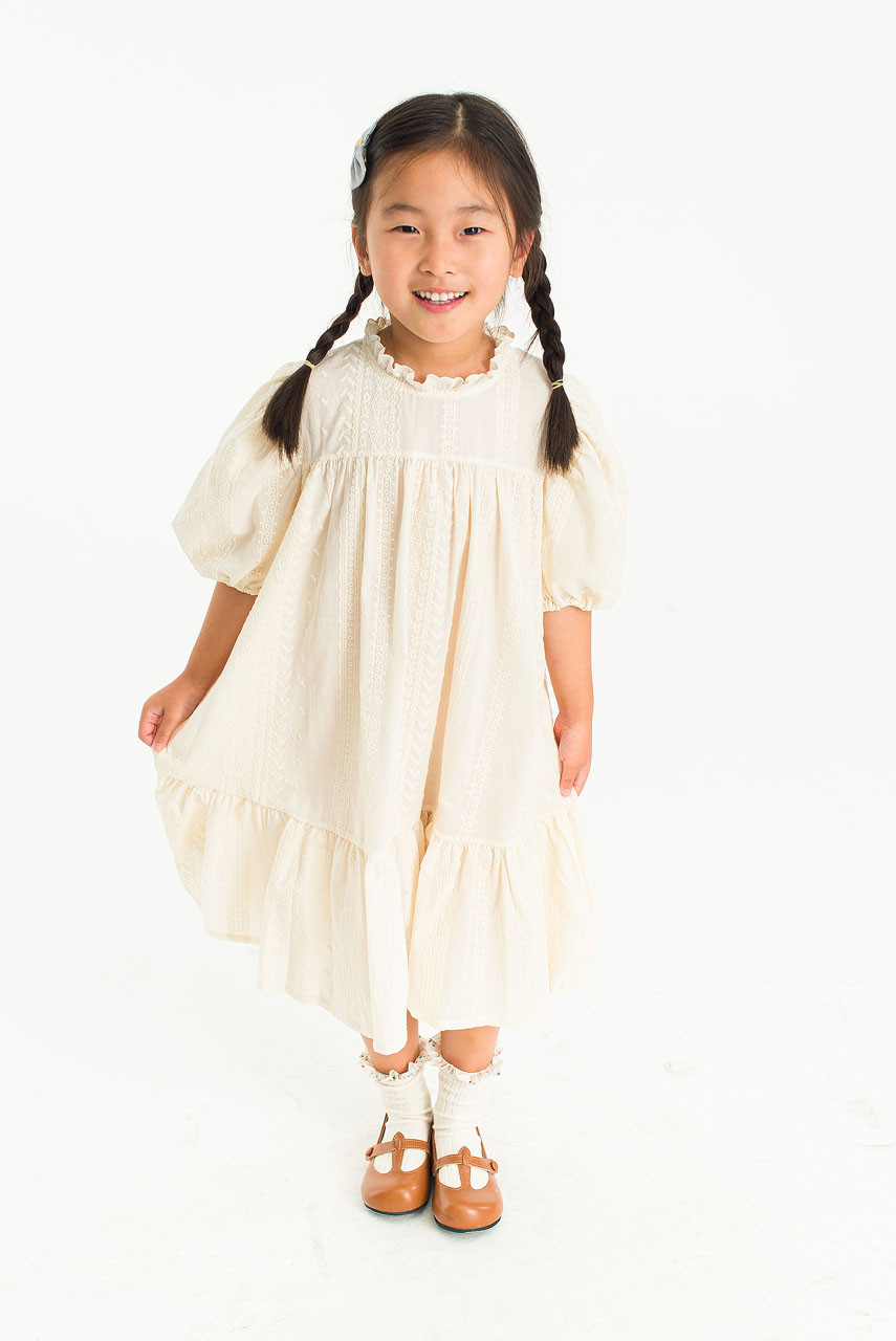 Mini Olive | Cotton Lace Dress, Ivory