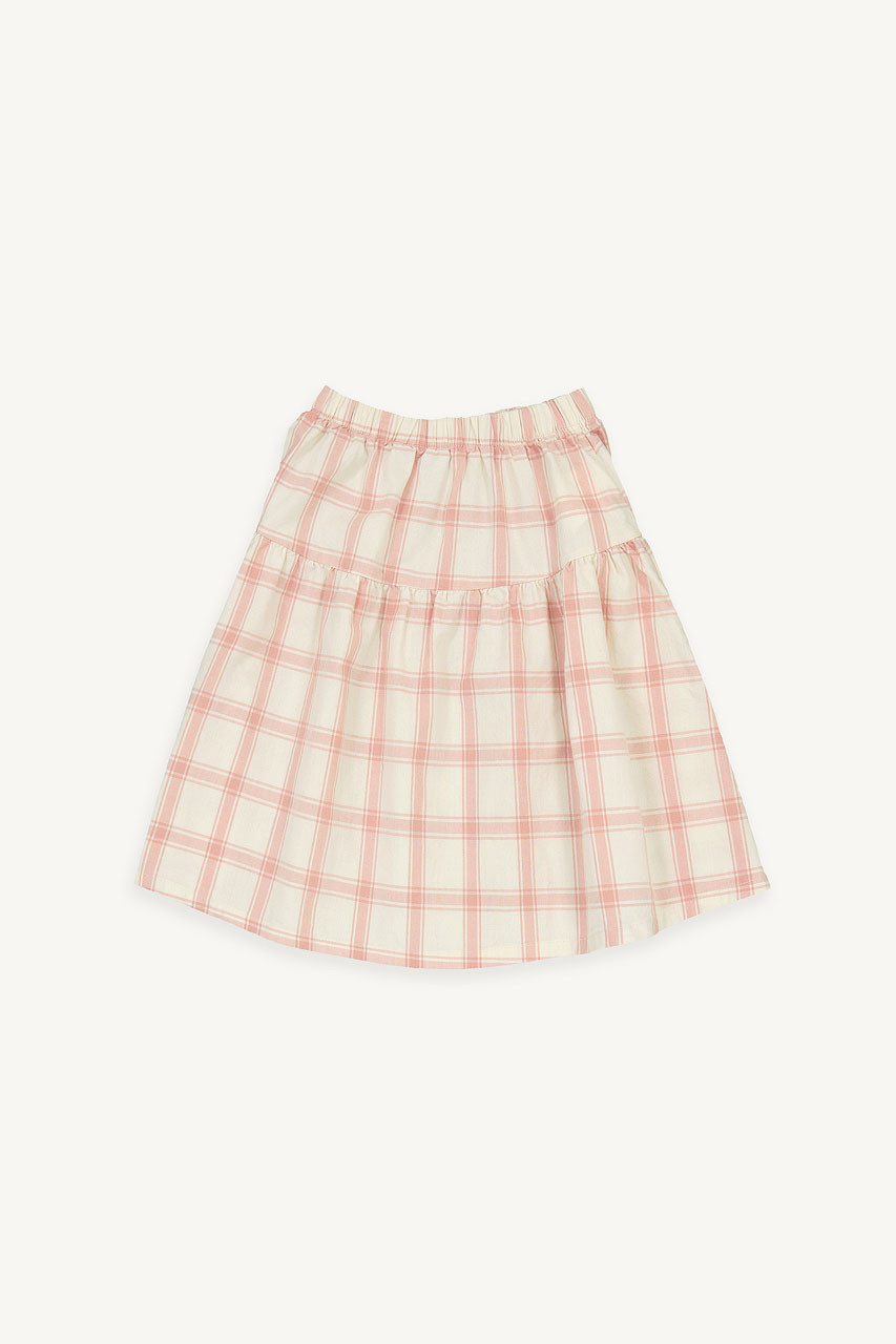 Mini Olive | Check Mid Length Band Skirt, Pink