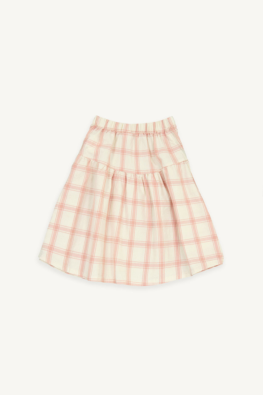Mini Olive | Check Mid Length Band Skirt, Pink