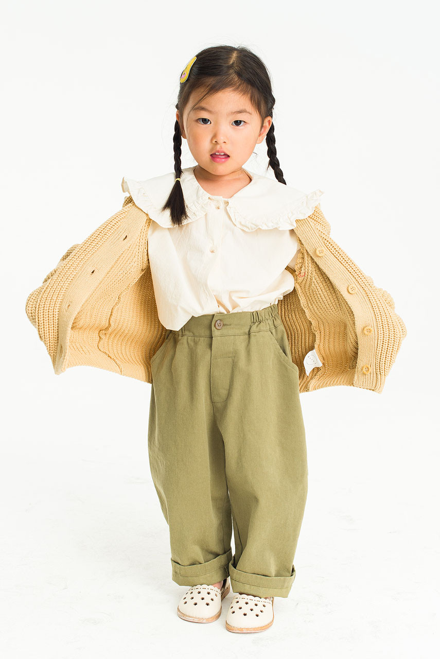 Mini Olive | Large Frill Collar Blouse, Ivory