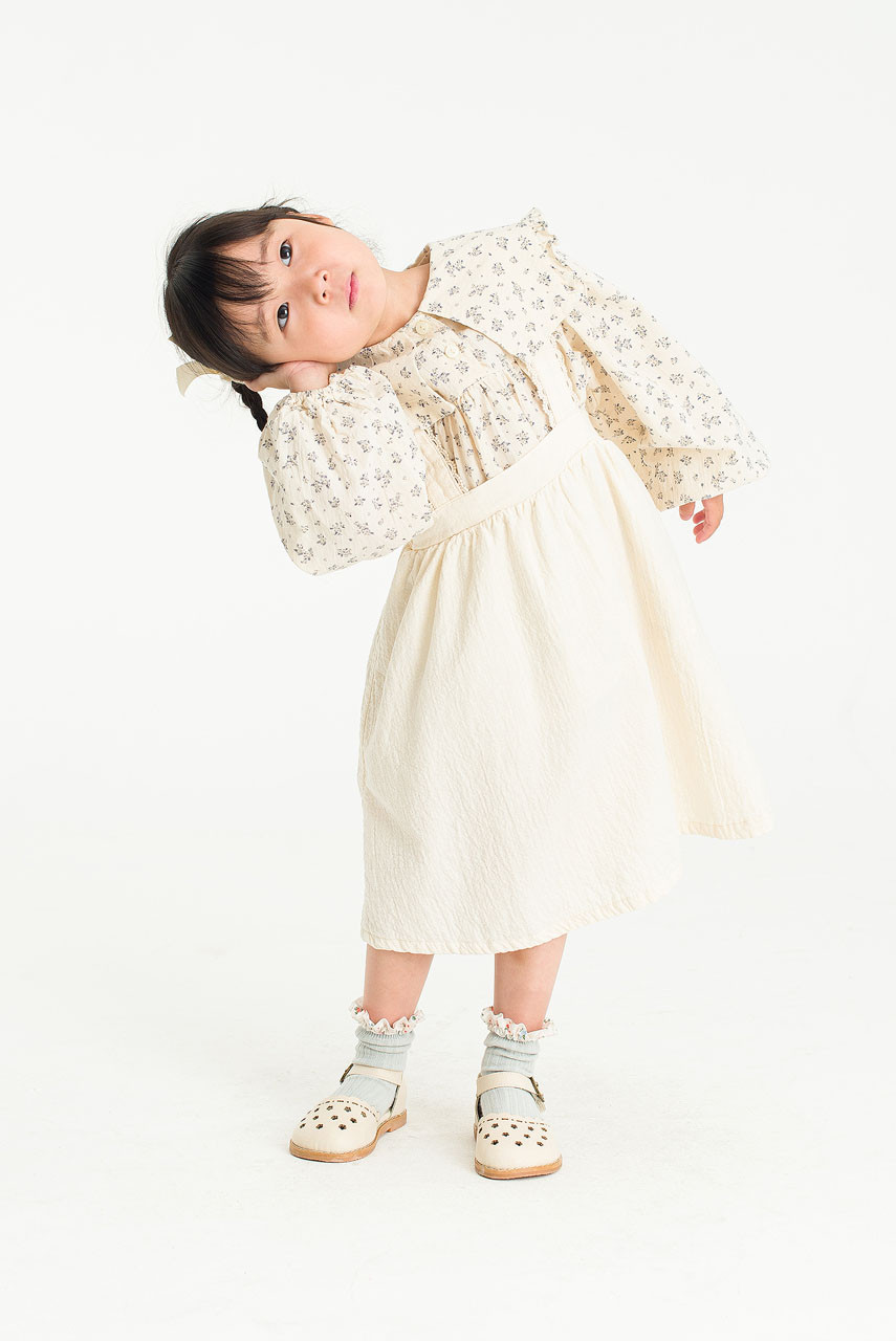 Mini Olive | Dana Pinafore Dress, Ivory