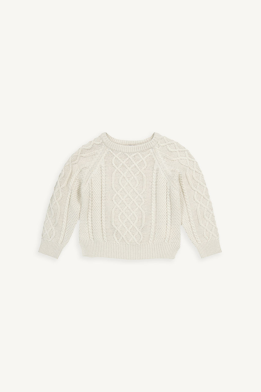 Mini Olive | Cotton Cable Jumper, Ivory