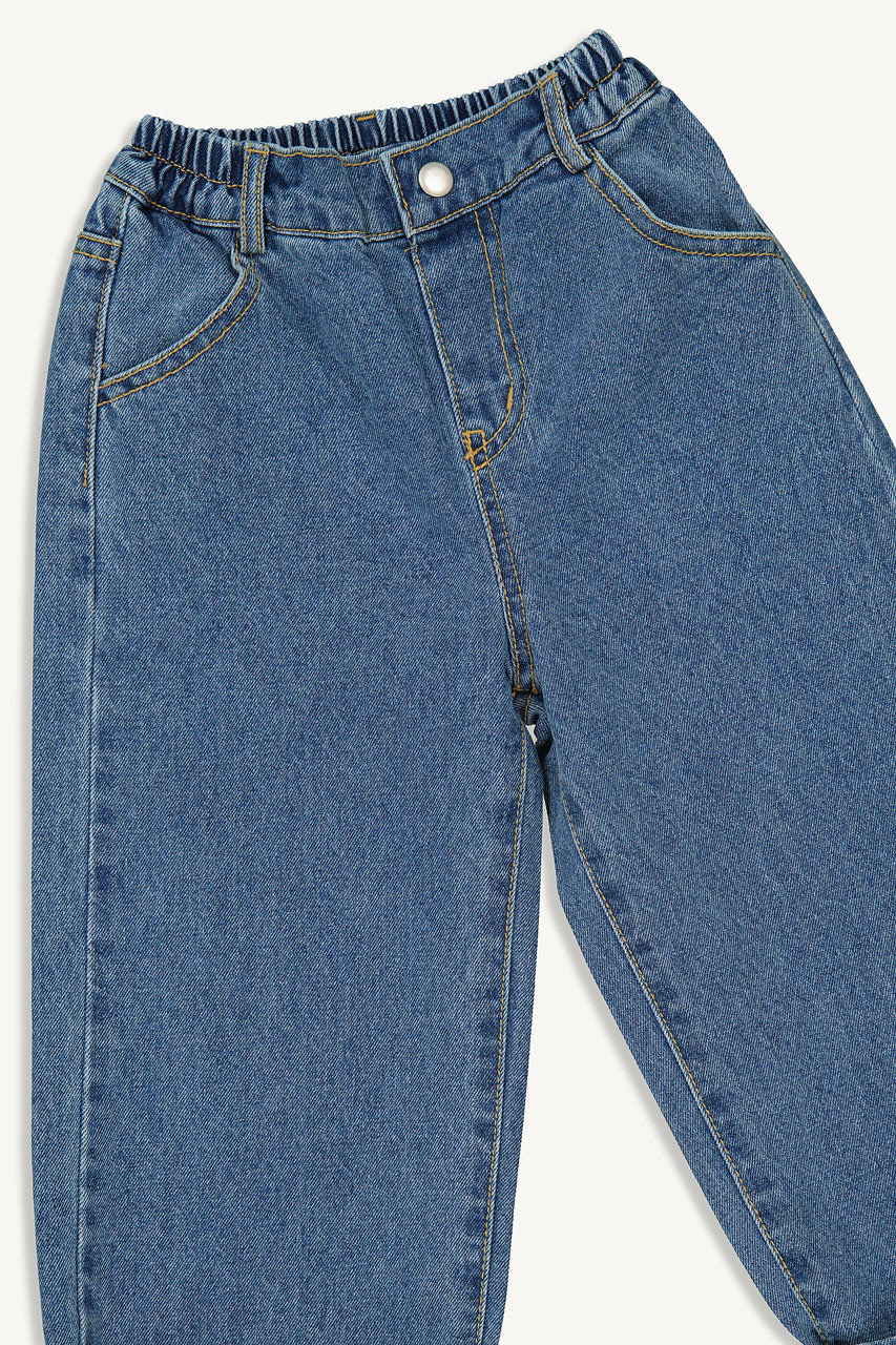 Mini Olive | Wide Denim Jean, Mid Blue