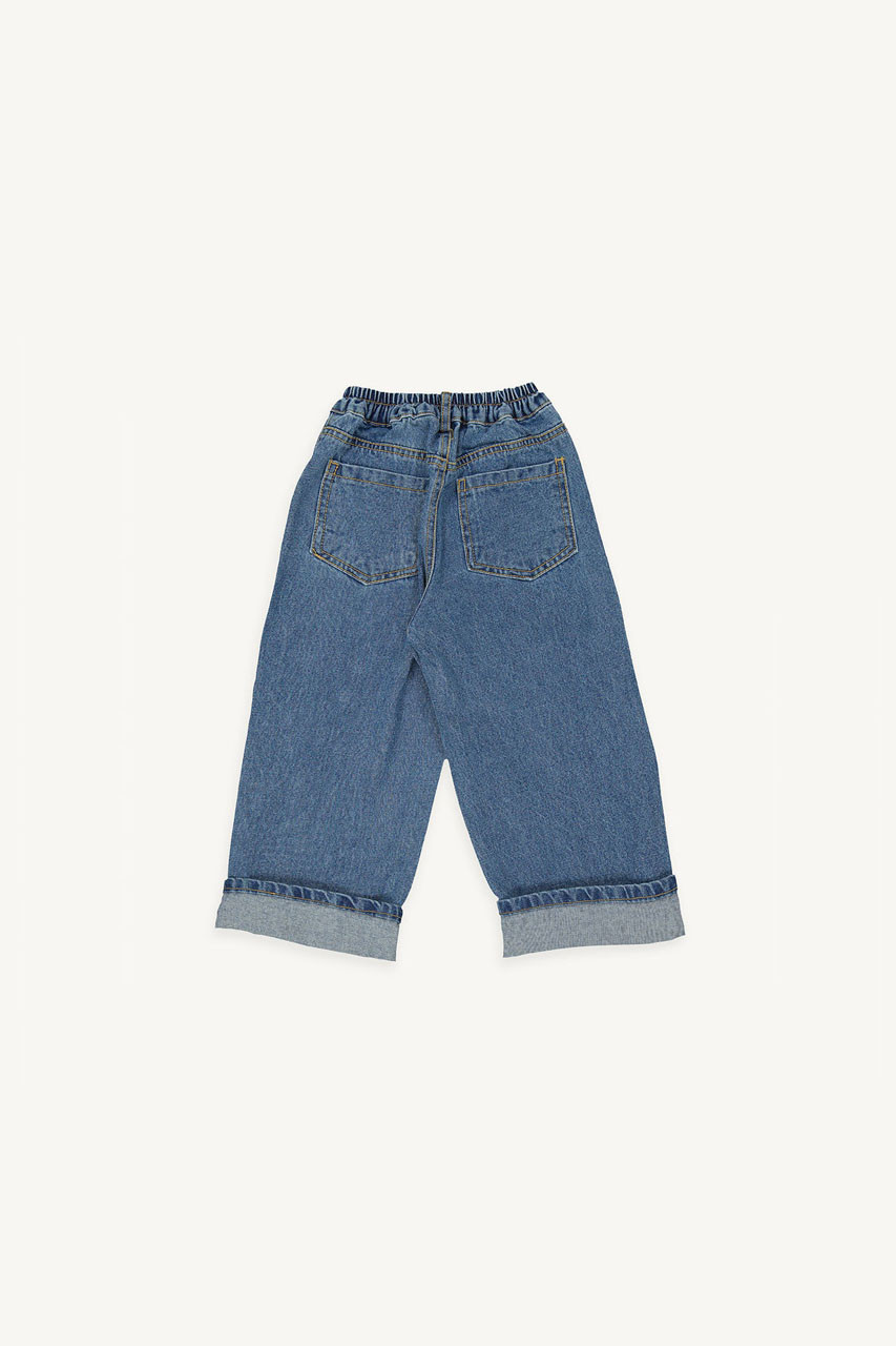 Mini Olive | Wide Denim Jean, Mid Blue