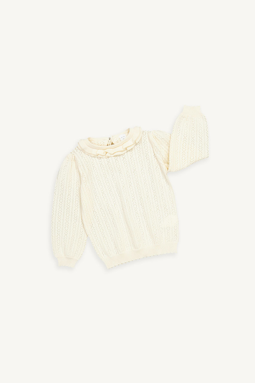 Mini Olive | Frill Neck Jumper, Ivory