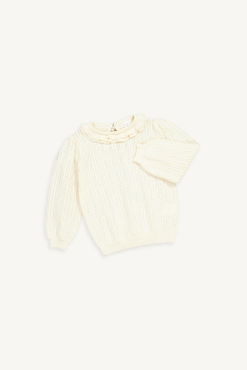 Mini Olive | Frill Neck Jumper, Ivory
