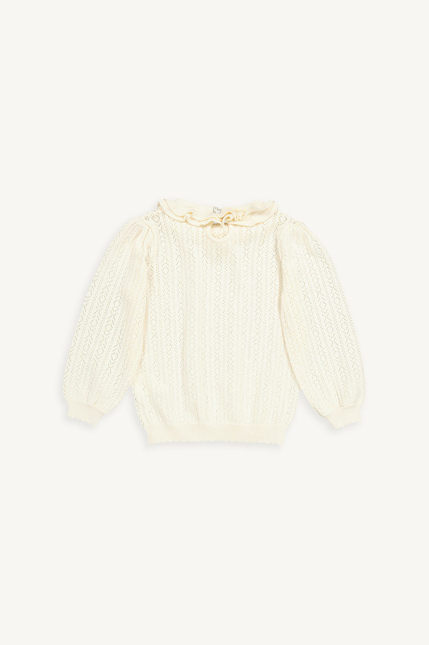 Mini Olive | Frill Neck Jumper, Ivory