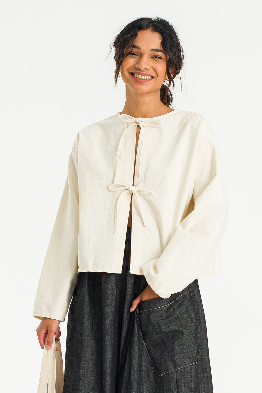 Two Way Ribbon Blouse, Ivory
