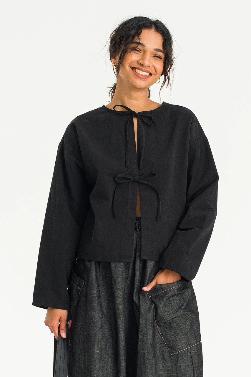 Two Way Ribbon Blouse, Black