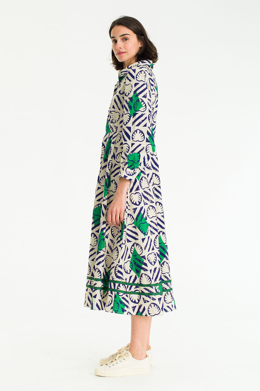 Monstera print dress, Cobalt