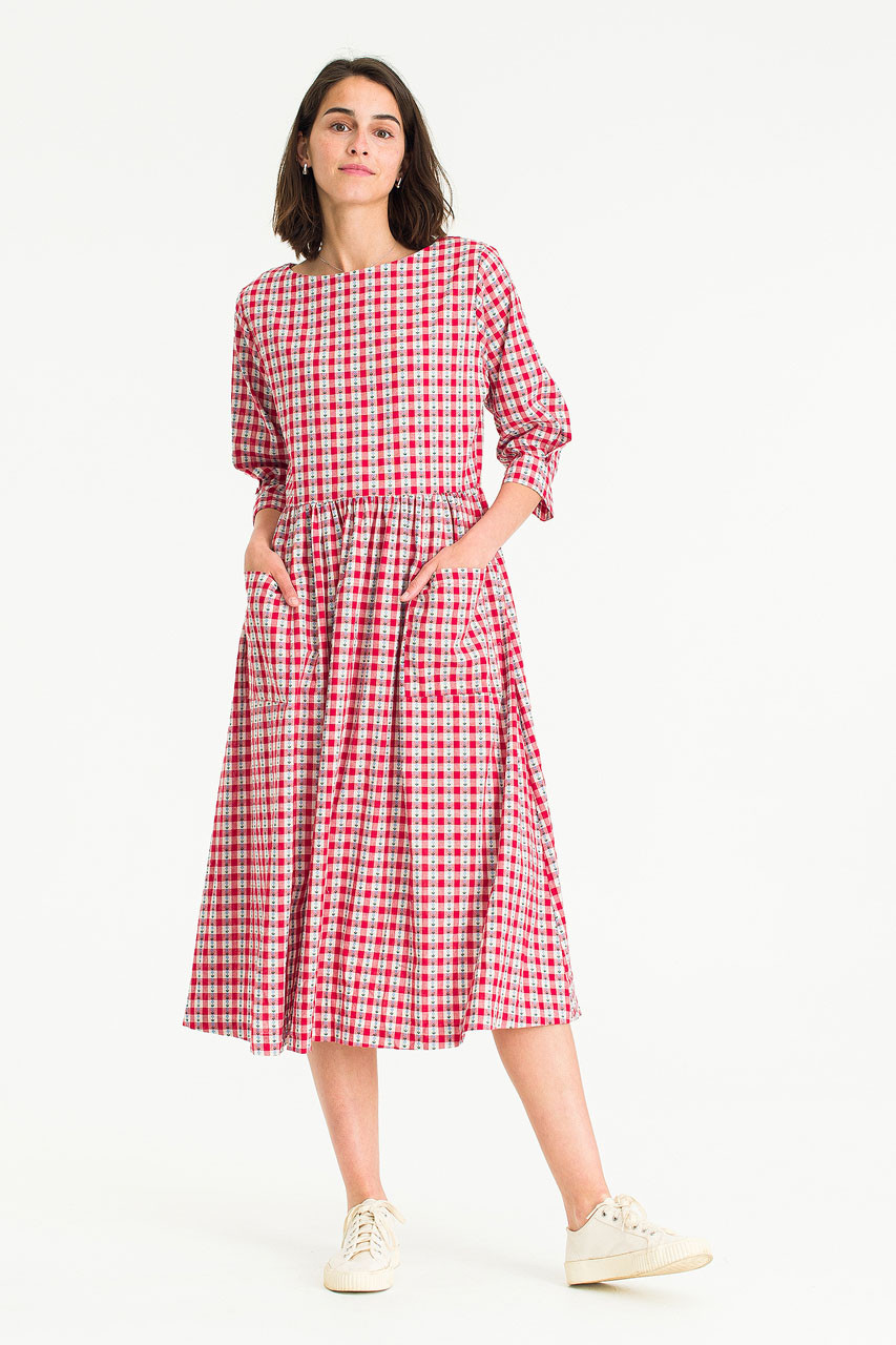 Violet Embroidered Dress, Red