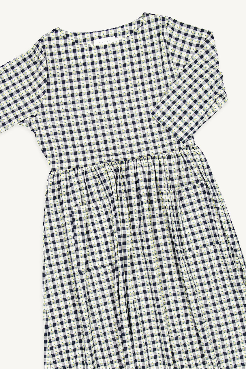 Violet Embroiderd Dress, Navy