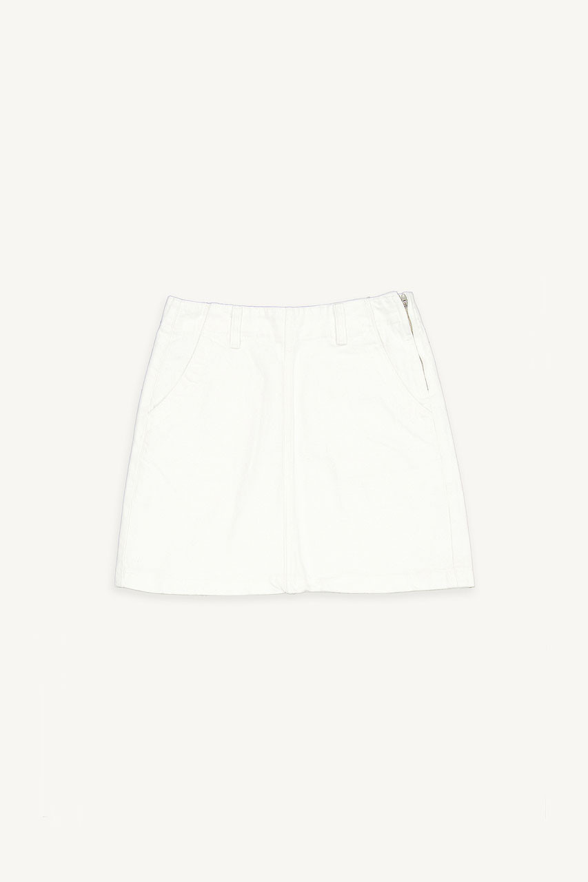 Classic White Denim Skirt, White