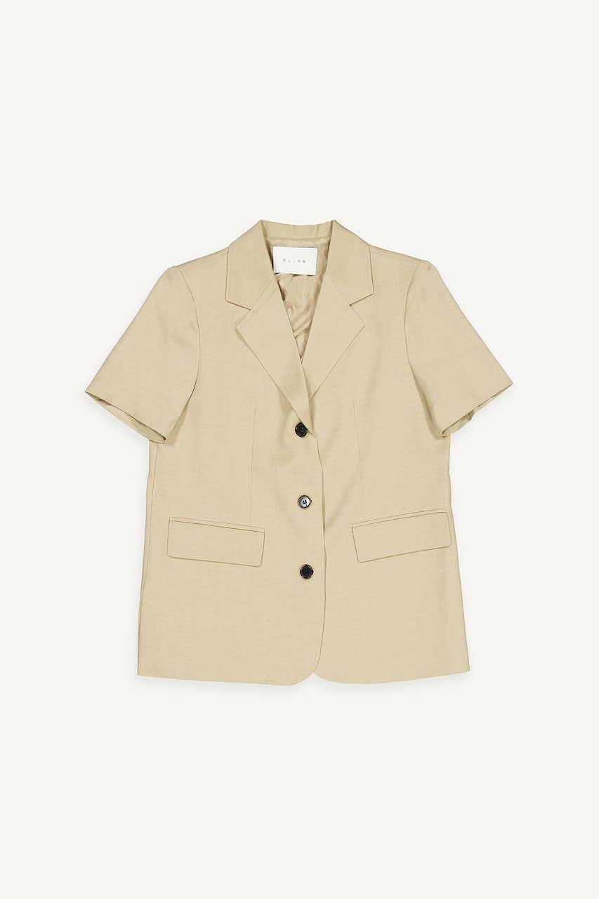 Muse Short Sleeve Jacket, Beige