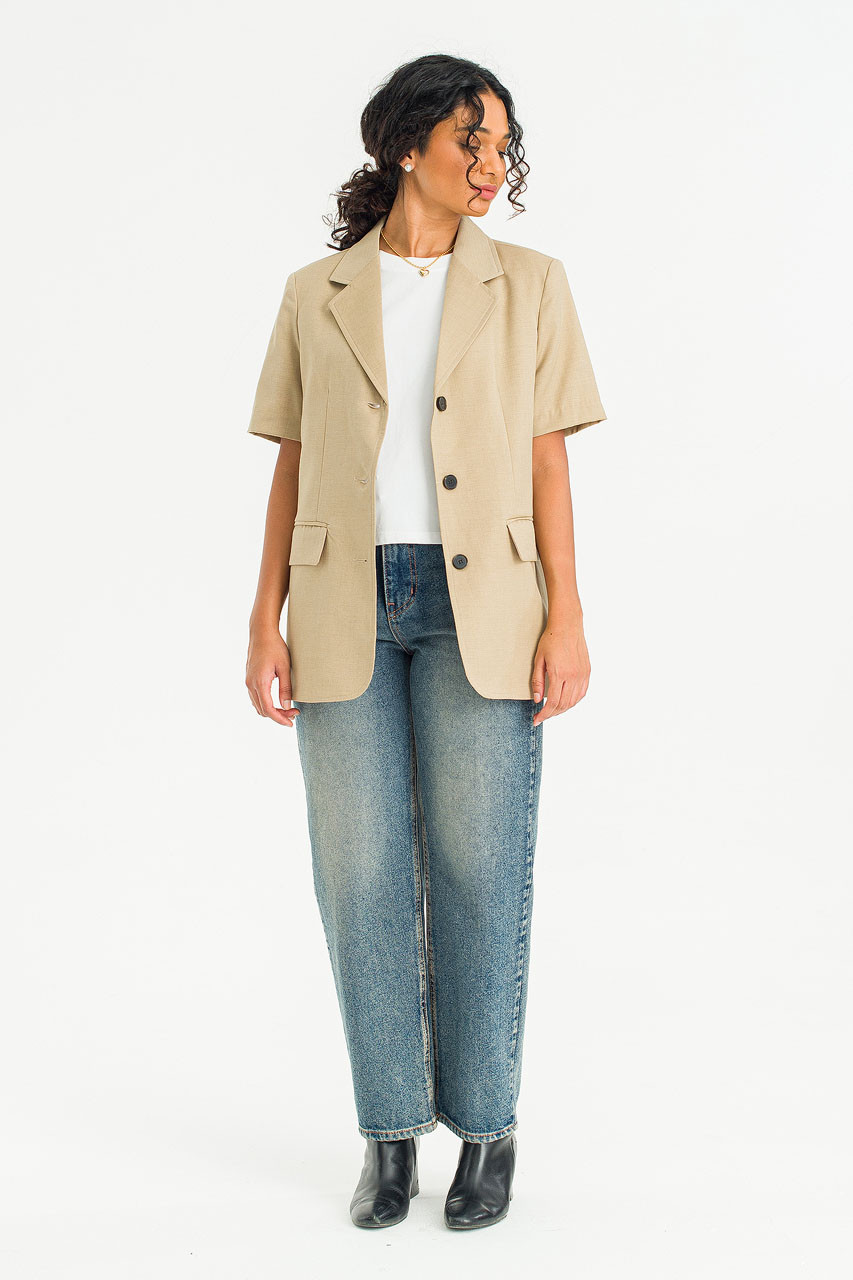 Muse Short Sleeve Jacket, Beige