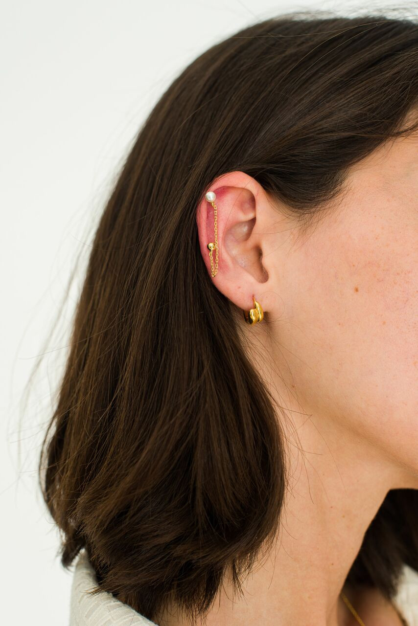 Pearl Point Layered Piercing, 14K Gold Plated