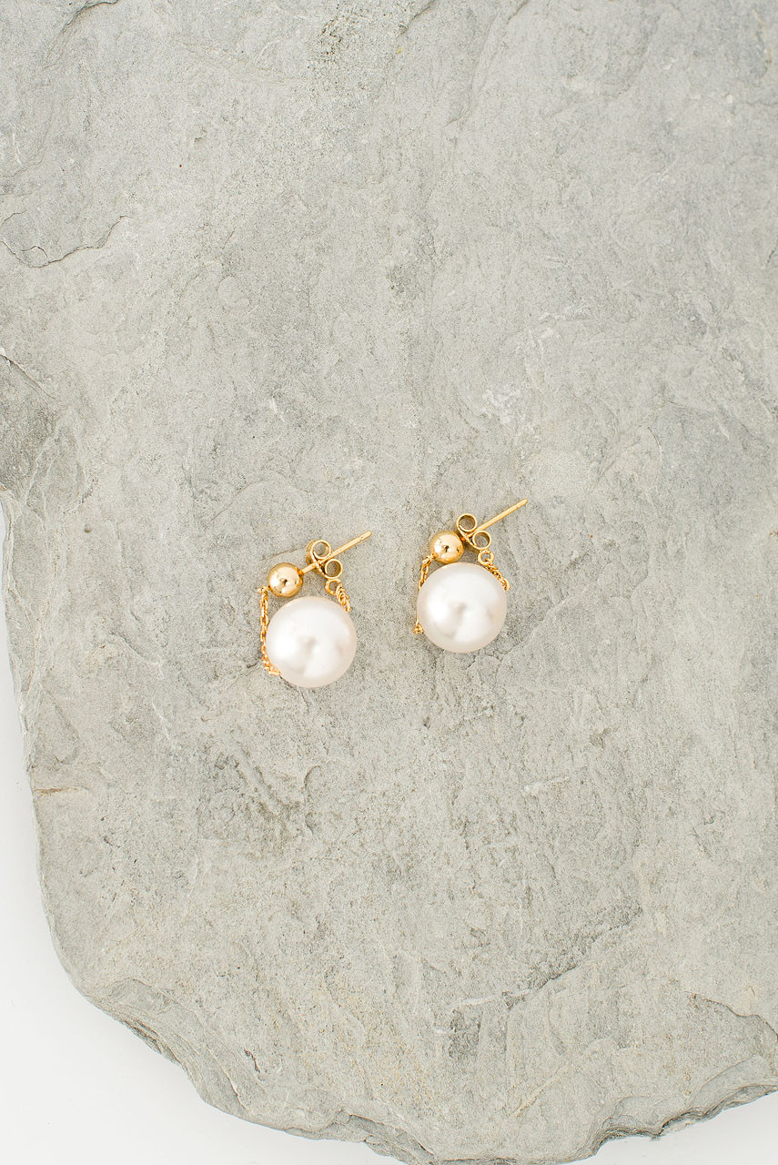 Freya Pearl Swing Earrings, 14K Gold Plated