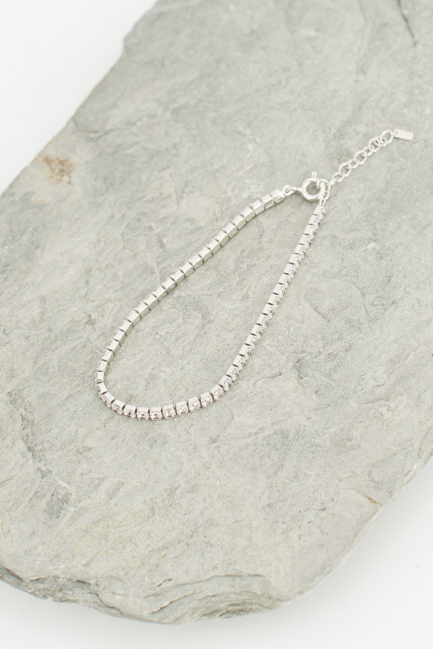 Crystal Line Bracelet, Sterling Silver