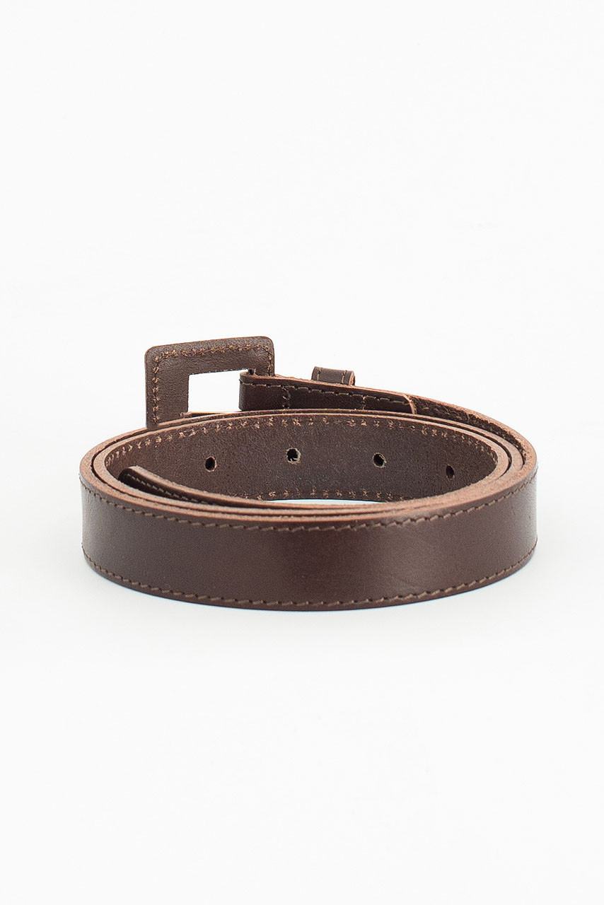 Stitch Square Buckle Point Belt, Brown