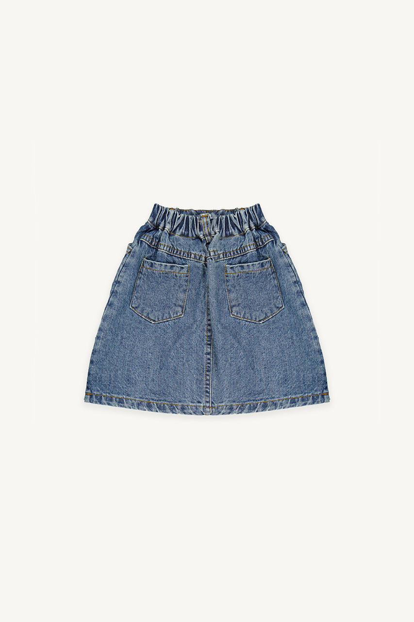 Mini Olive | Yuha Denim Skirt, Mid Blue