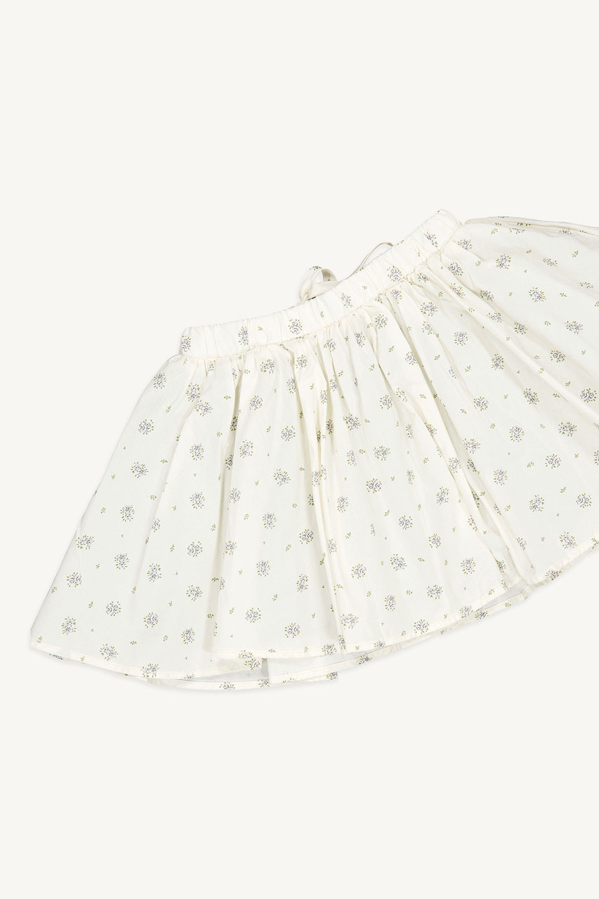 Mini Olive | Floral Pleated Skirt, Ivory