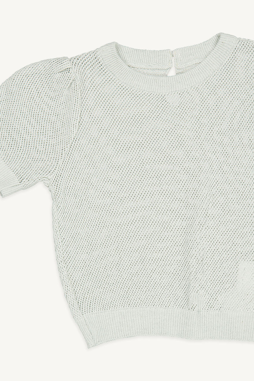 Mini Olive | Puff Sleeve Jumper, Light Blue