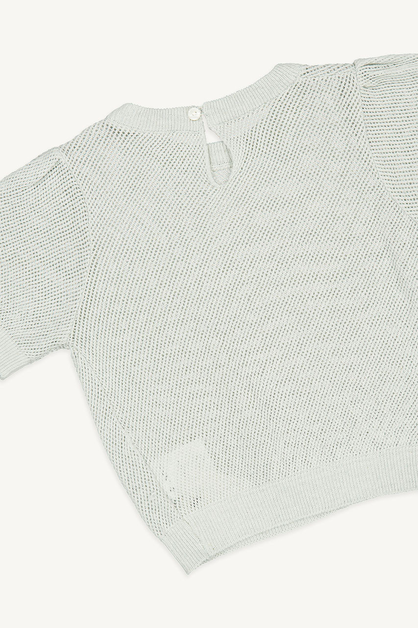 Mini Olive | Puff Sleeve Jumper, Light Blue