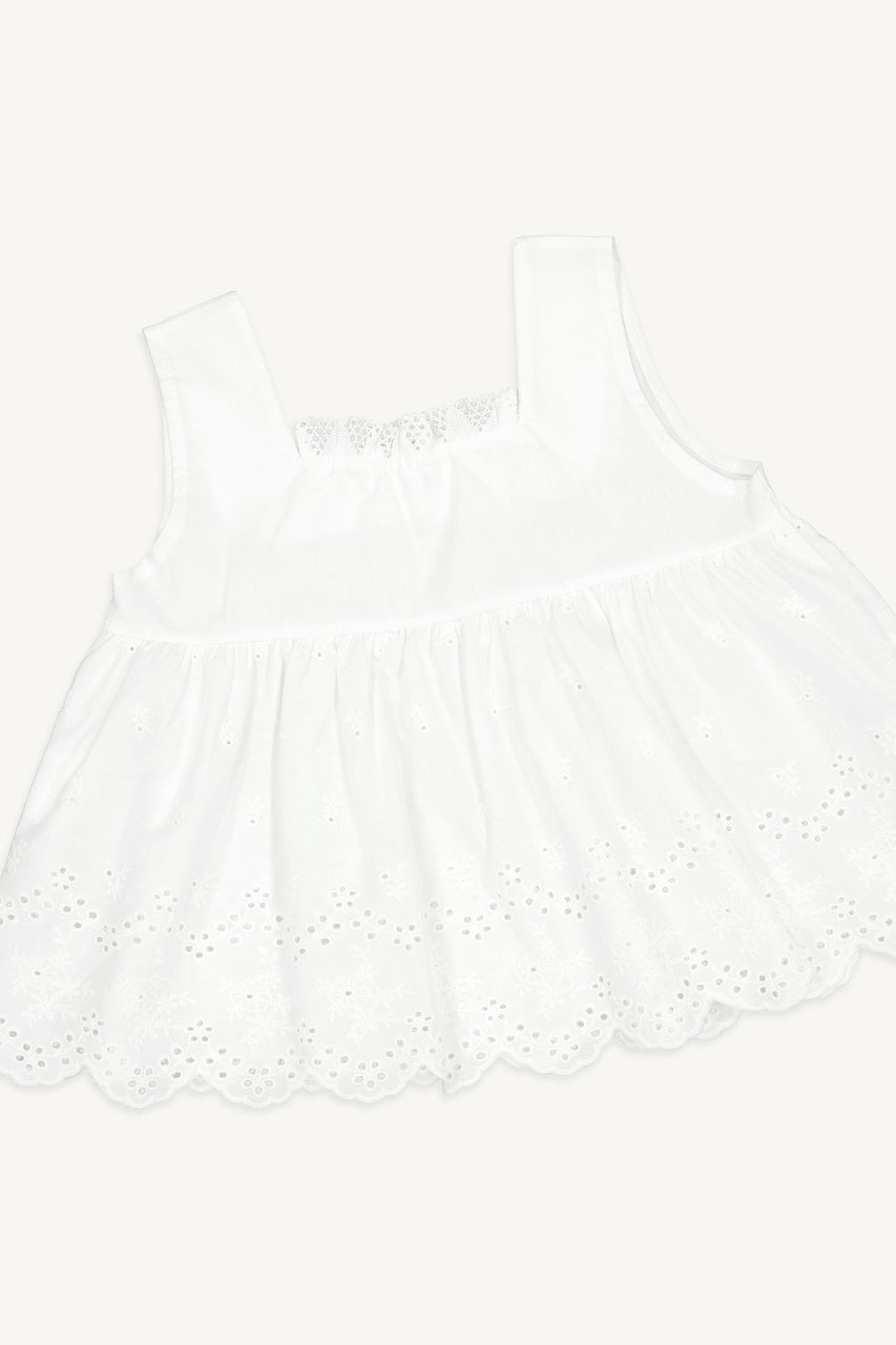 Mini Olive | Lace Sleveless Top, Ivory