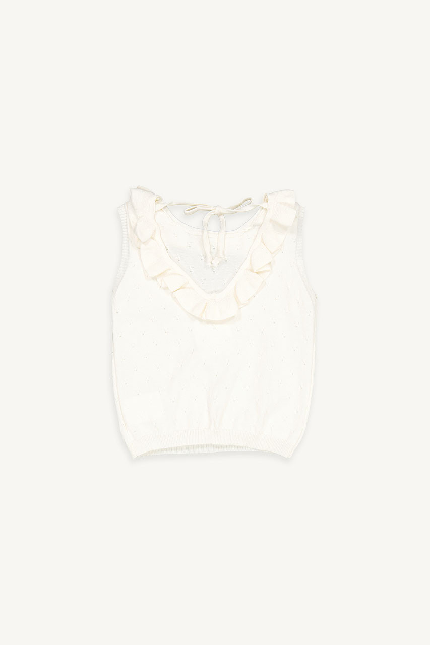Mini Olive | Knit Frill Top, Ivory