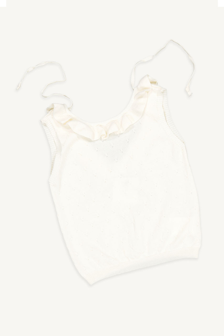 Mini Olive | Knit Frill Top, Ivory