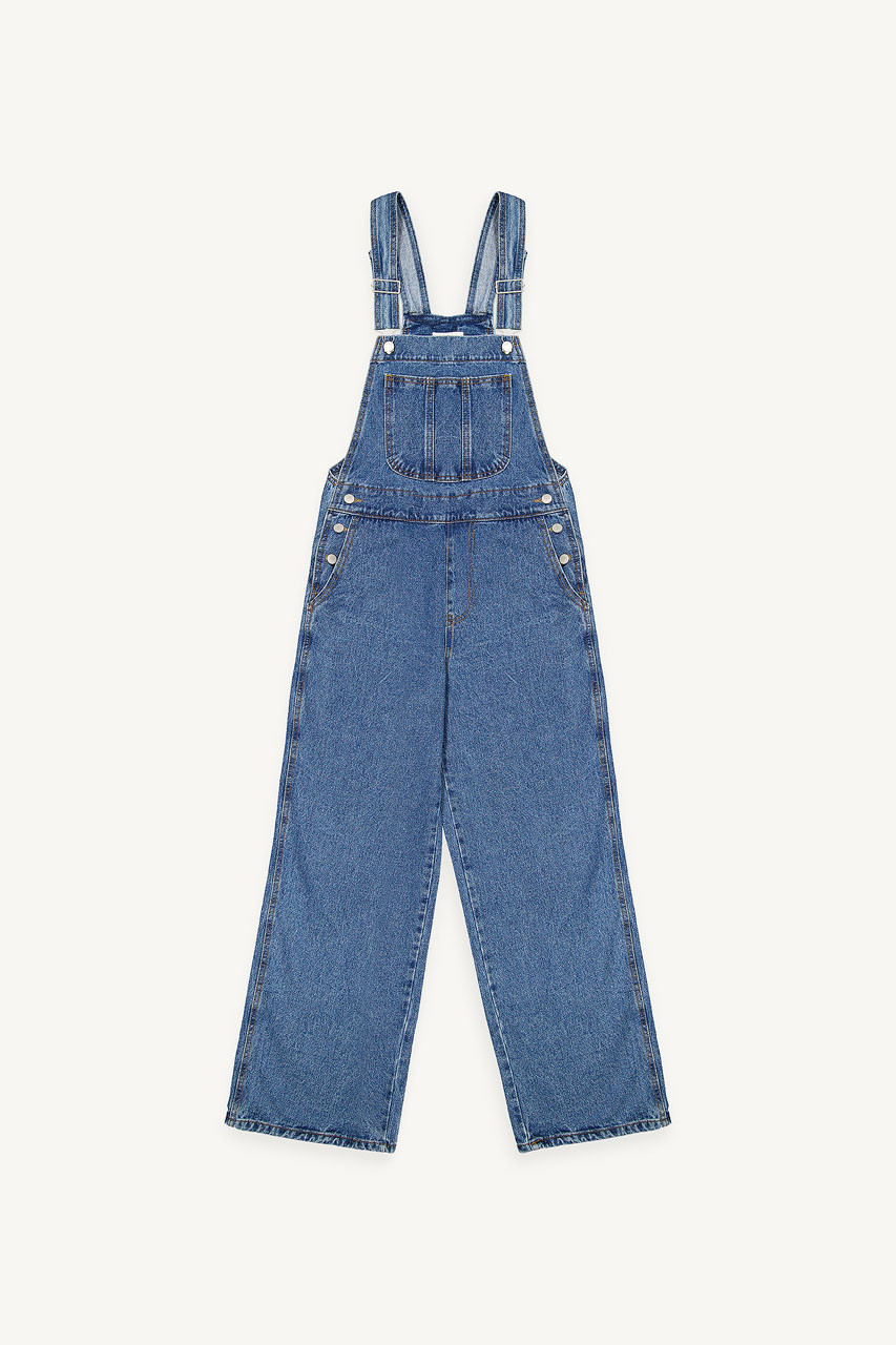 Tomo Denim Dungarees, Mid Blue