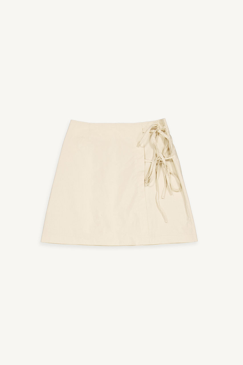 Ribbon Point Mini Skirt, Beige