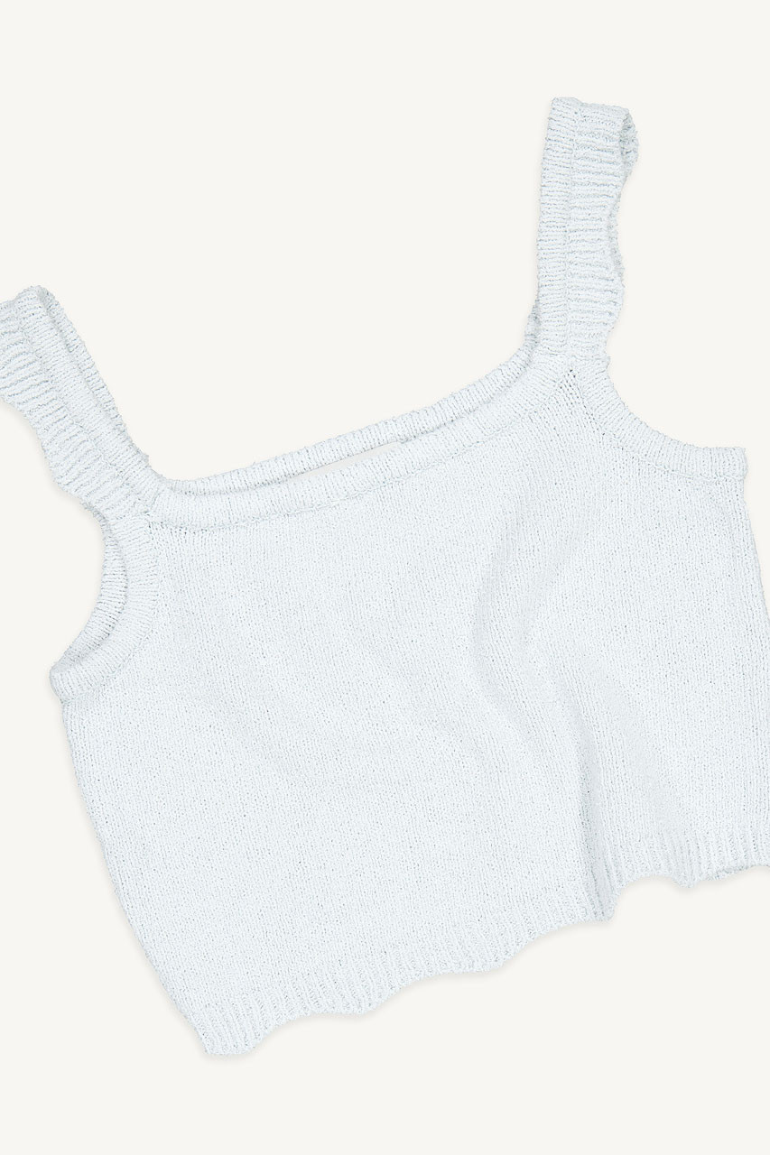 Kintted Crop Vest, Blue