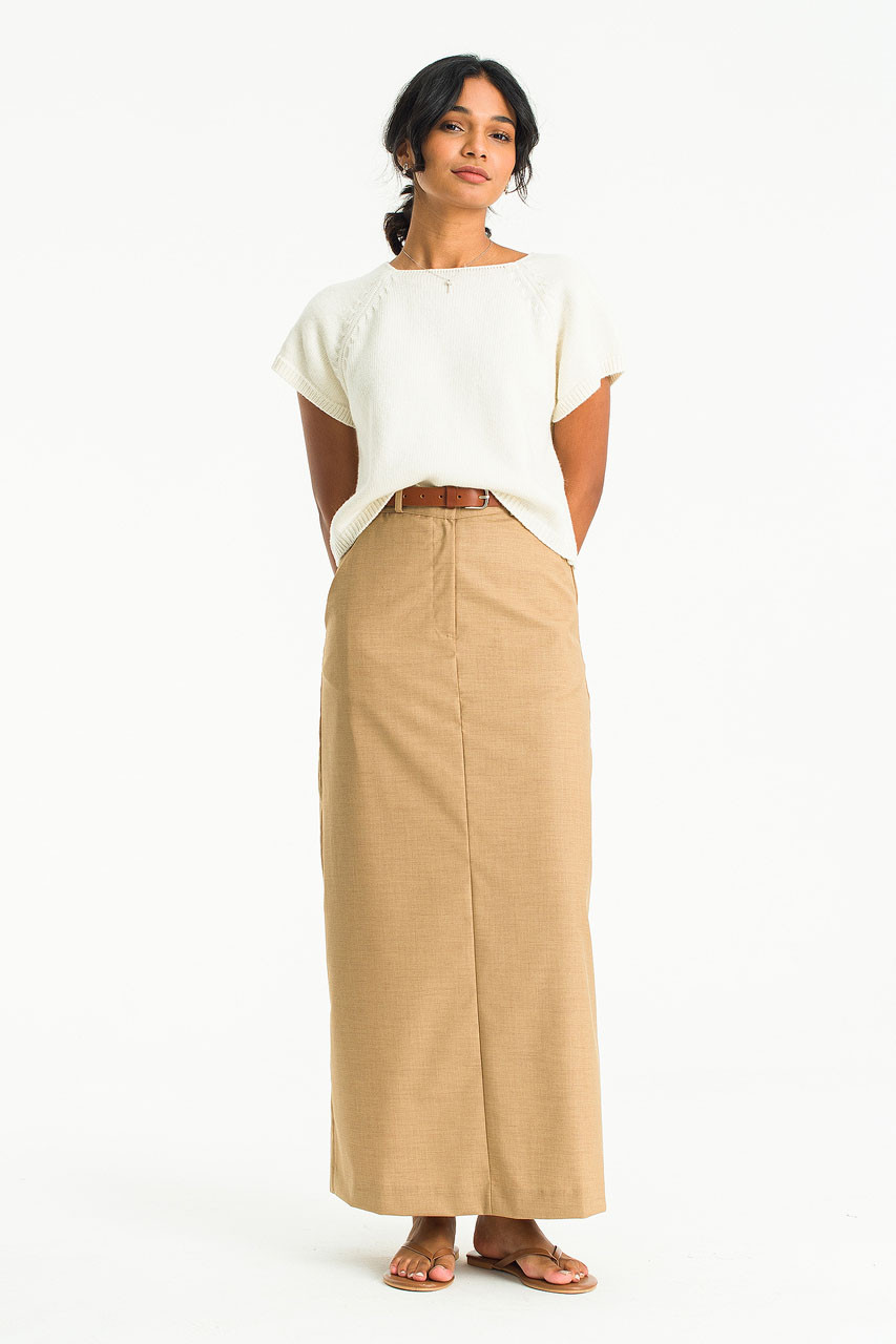 Tailored Maxi Skirt, Beige