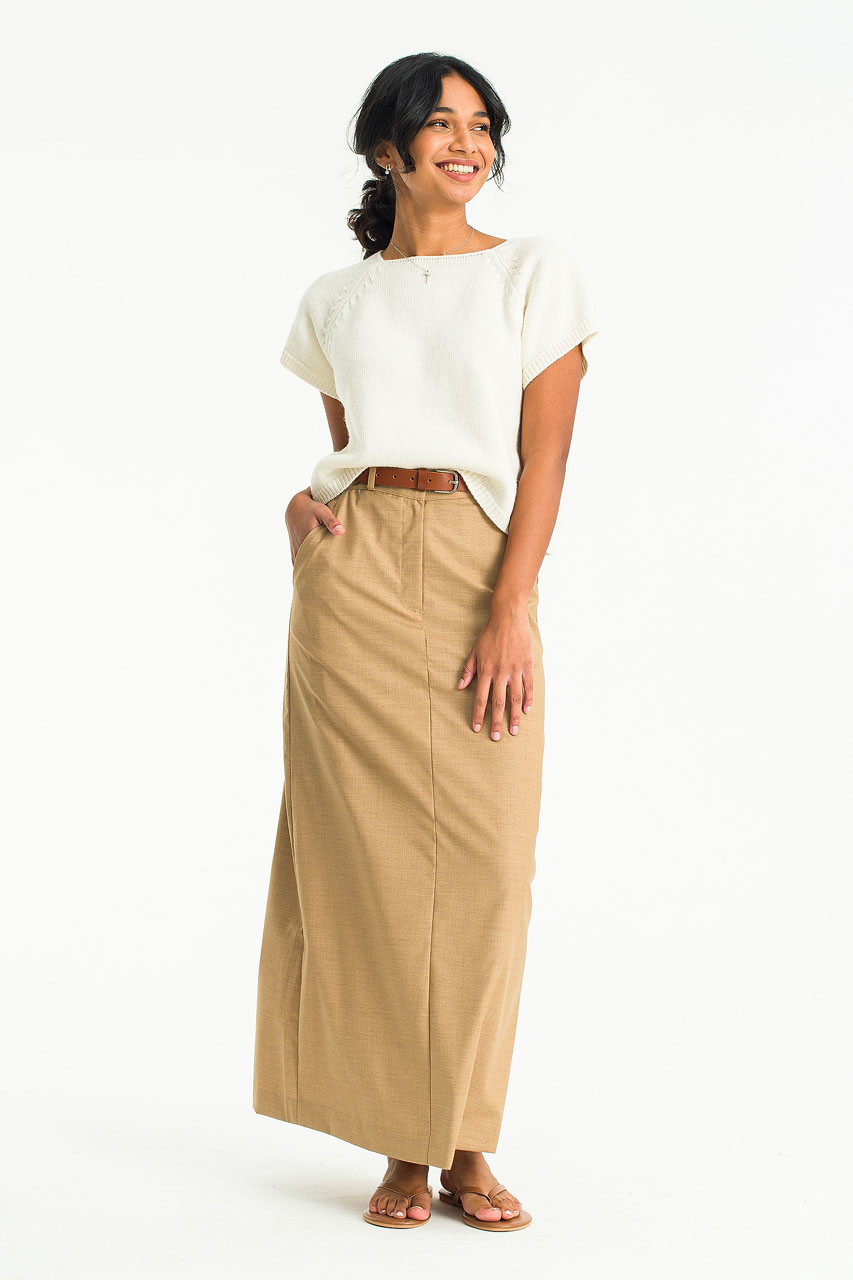 Tailored Maxi Skirt, Beige