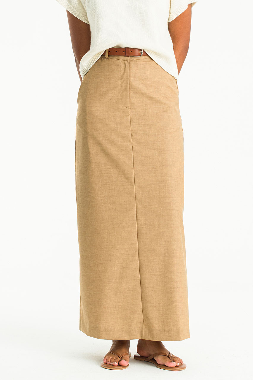 Tailored Maxi Skirt, Beige