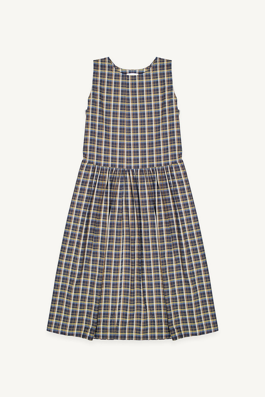 Momo Check Pinafore Dress, Navy