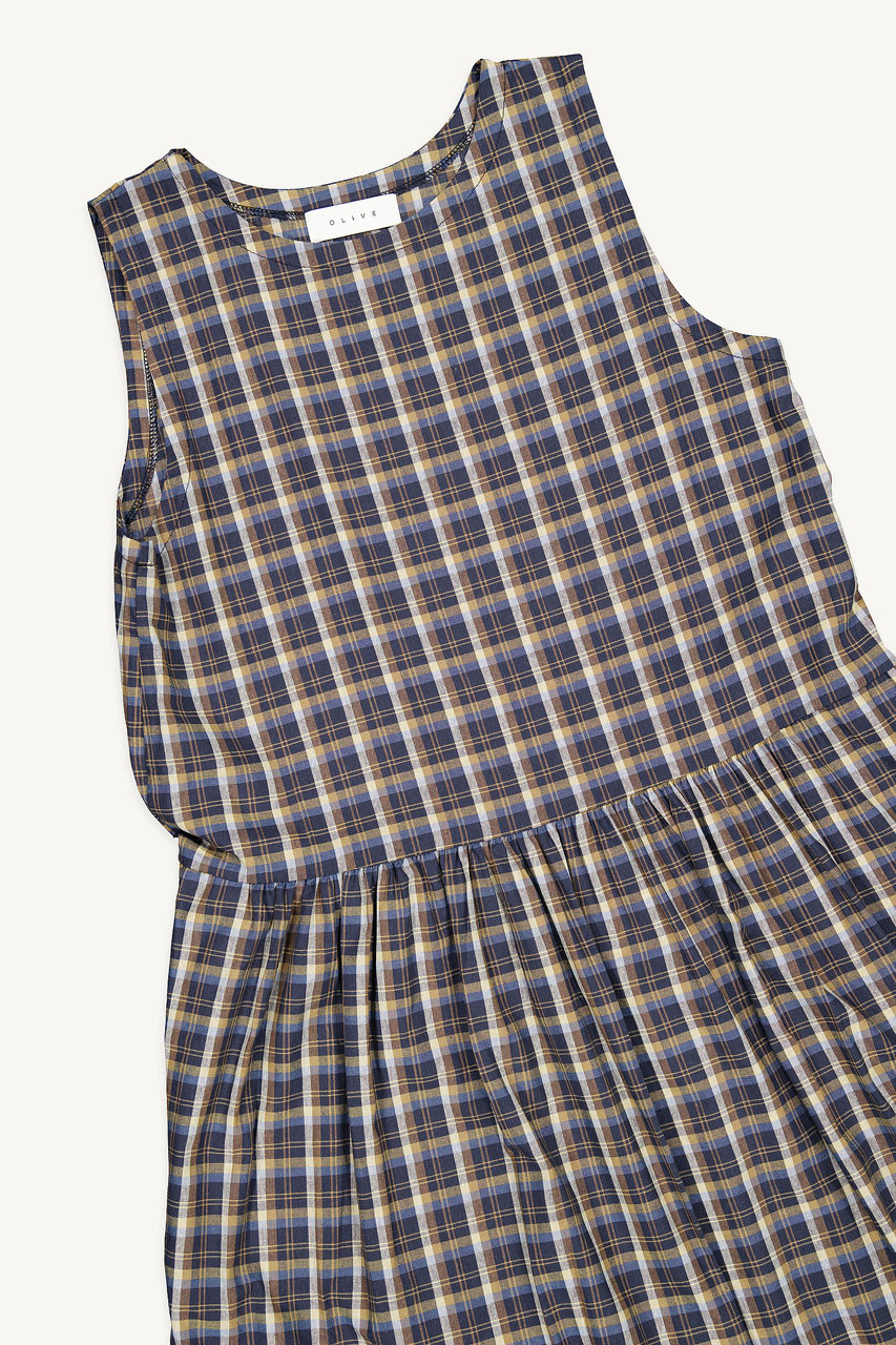 Momo Check Pinafore Dress, Navy