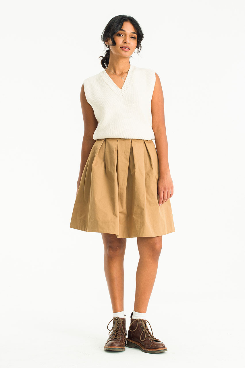 Balloon Belted Mini Skirt, Beige