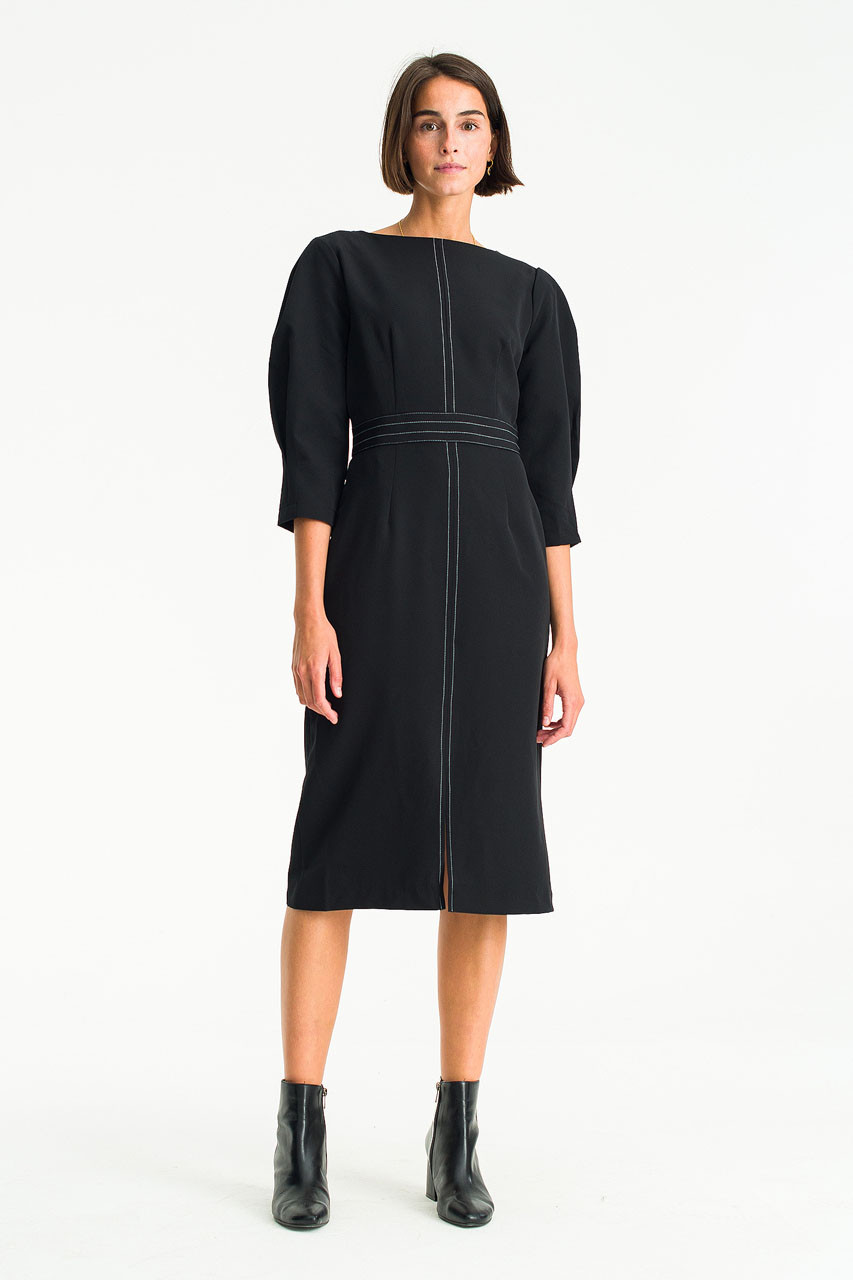 Roana Stitch Detail Dress, Navy