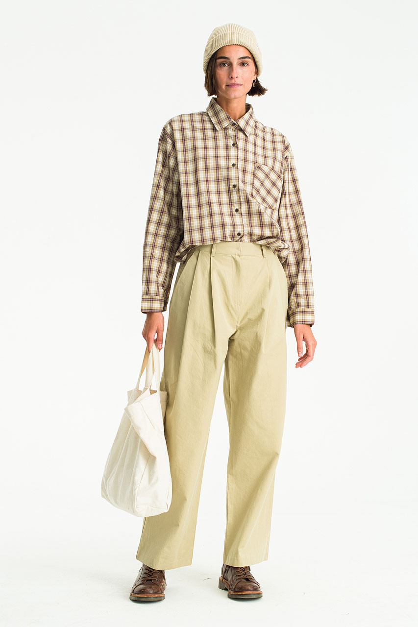 Rona Pintuck Wide Pants, Beige